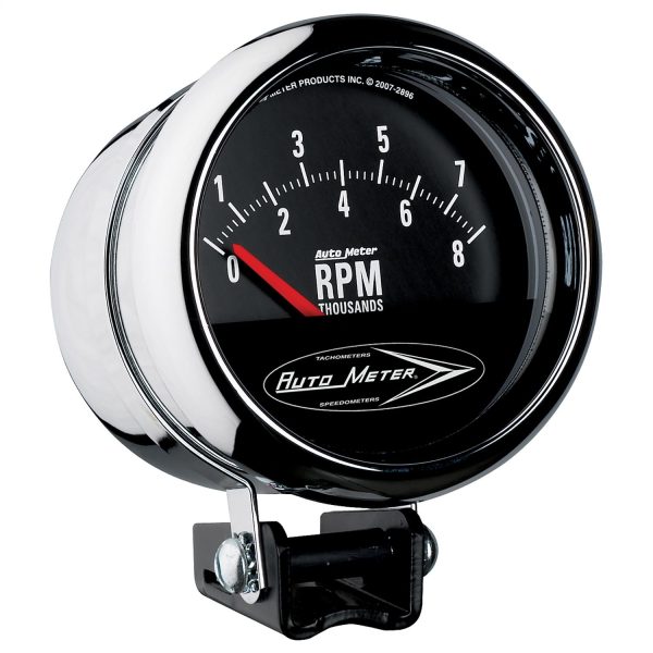 3-3/4 in. PEDESTAL RETRO TACH, 0-8,000 RPM, SHORT SWEEP, TRADITIONAL CHROME