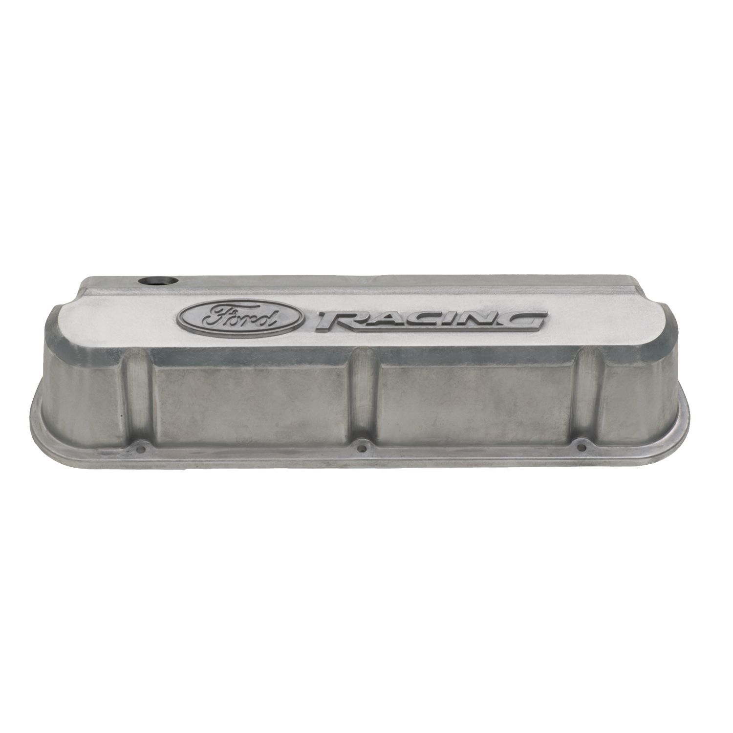 Valve Covers; Slant-Edge Tall; Alum.; Unfinished with Raised Ford Logo; SB Ford