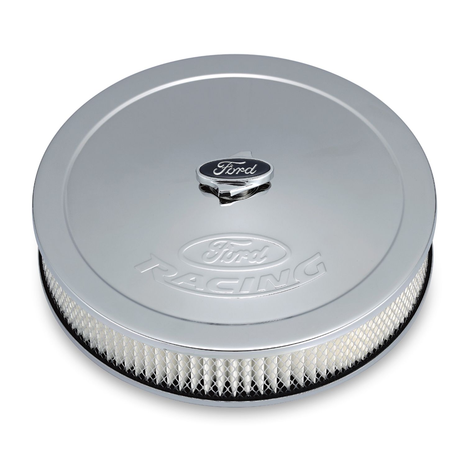 Air Cleaner Kit; Chrome; Embossed Ford Logo; 13 Inch Diameter With Center Nut