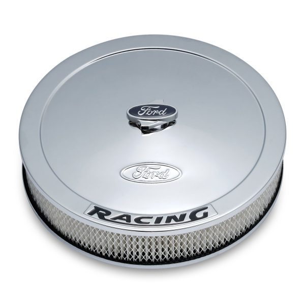 Air Cleaner Kit; Chrome; Embossed Ford Logo with Black Lettering; 13 In. Diam.