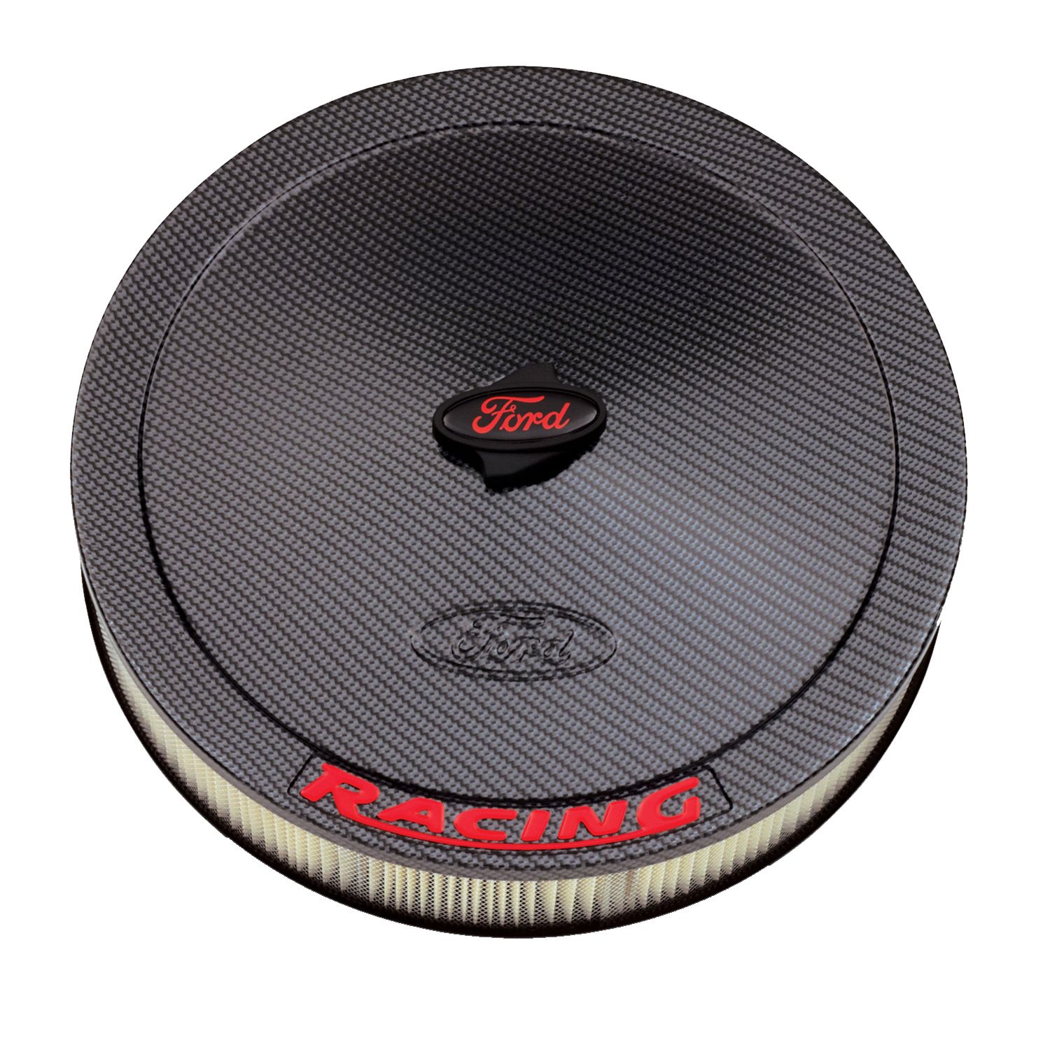 Air Cleaner Kit; Carbon-Style; Red Ford Racing Emblem; 13 In. Diameter