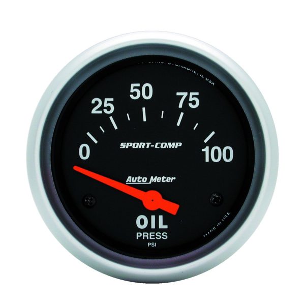 2-5/8 in. OIL PRESSURE, 0-100 PSI, SPORT-COMP