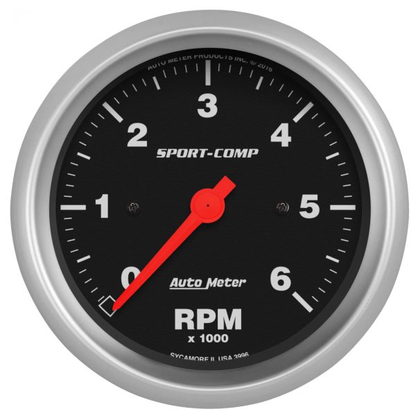 3-3/8 in. IN-DASH TACHOMETER, 0-6,000 RPM, SPORT-COMP