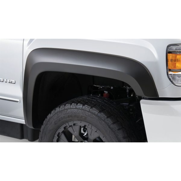 Bushwacker 40131-02 Black Extend-A-Fender Style Smooth Finish Front Fender Flares for 2015-2019 GMC Sierra 2500 HD/3500 HD