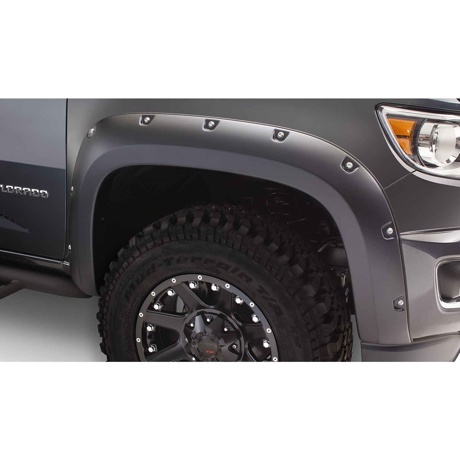 Bushwacker 40137-02 Black Pocket/Rivet Style Smooth Finish Front Fender Flares for 2015-2021 Chevrolet Colorado