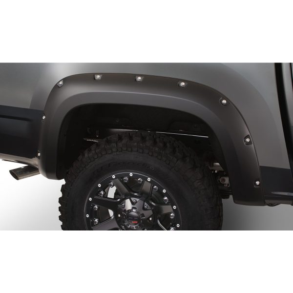 Bushwacker 40138-02 Black Pocket/Rivet Style Smooth Finish Rear Fender Flares for 2015-2022 Chevrolet Colorado w/61.7 In. Bed