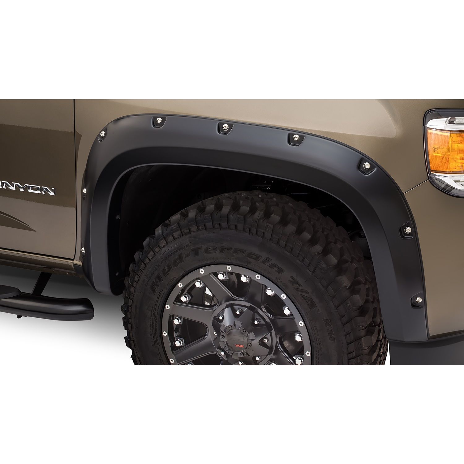 Bushwacker 40141-02 Black Pocket/Rivet Style Smooth Finish Front Fender Flares for 2015-2021 GMC Canyon