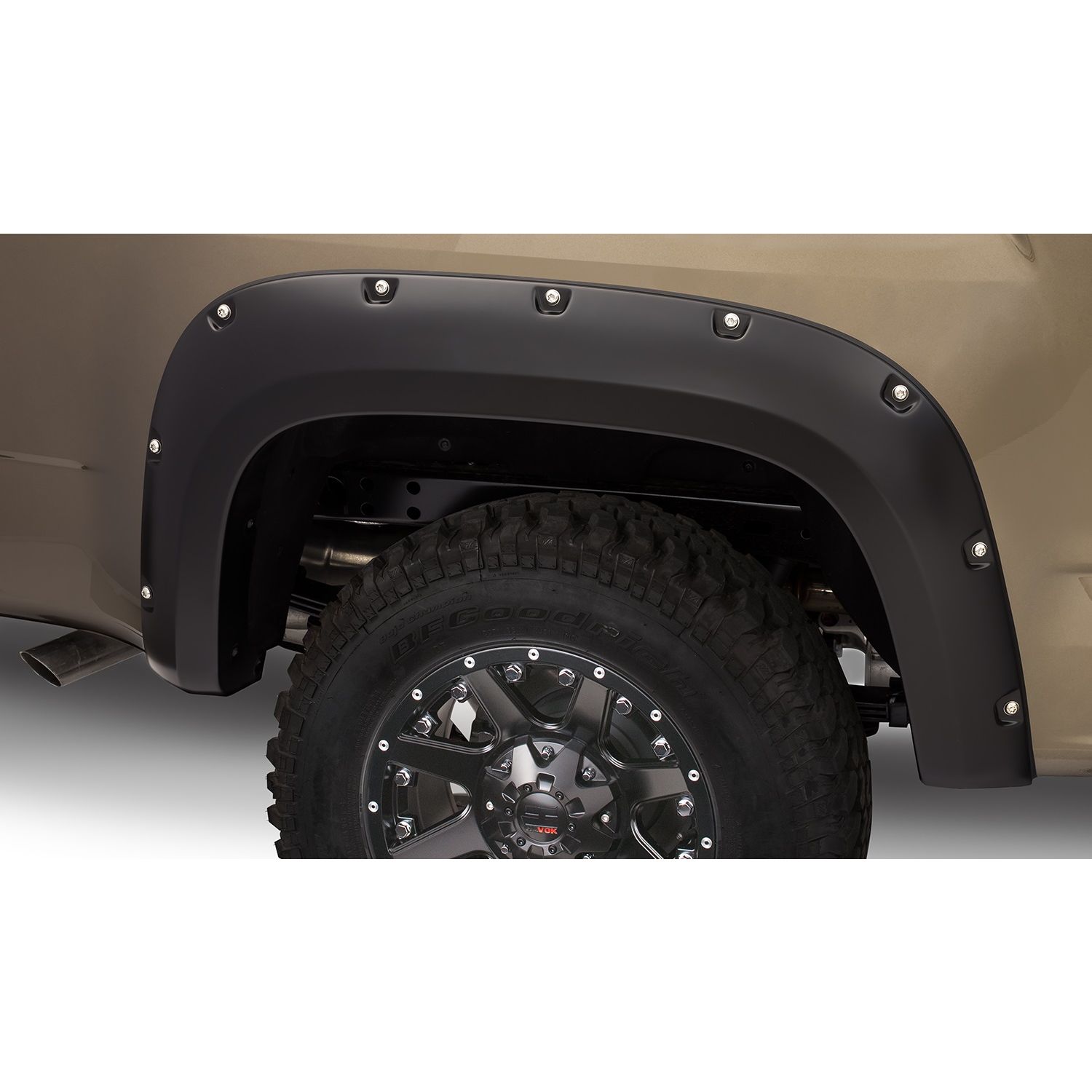 Bushwacker 40142-02 Black Pocket/Rivet Style Smooth Finish Rear Fender Flares for 2015-2020 GMC Canyon w/61.2 In. Bed