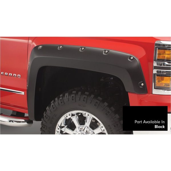 Bushwacker 40959-34 Pocket/Rivet Style Color Matched Black 4-Piece Fender Flare Set for 2016-2018 Silverado 1500; Fits 69.3 In. Bed