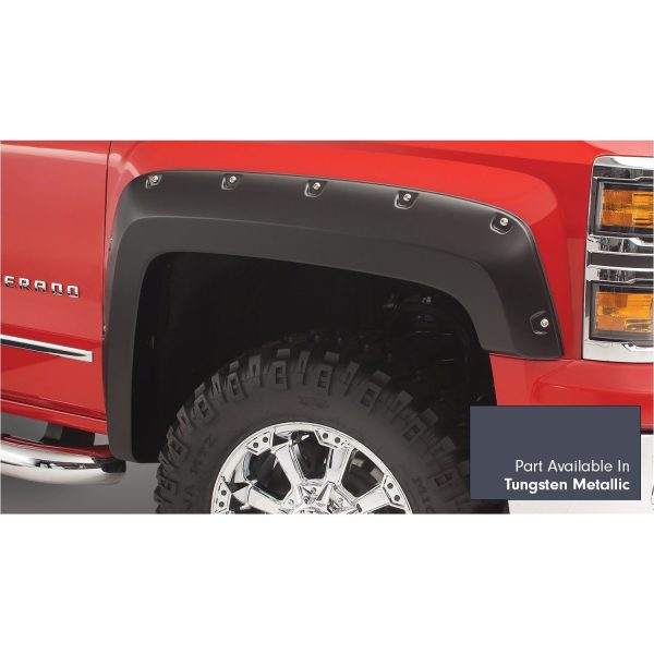 Bushwacker 40974-64 Pocket/Rivet Style Color Matched Abalone White Tricoat 4-Piece Fender Flare Set for 2016-2017 GMC Sierra 1500 Factory Mudflaps Must Be Removed