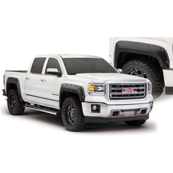 Bushwacker 40960-02 Black Pocket/Rivet Style Smooth Finish 4-Piece Fender Flare Set for 2014-2015 GMC Sierra 1500