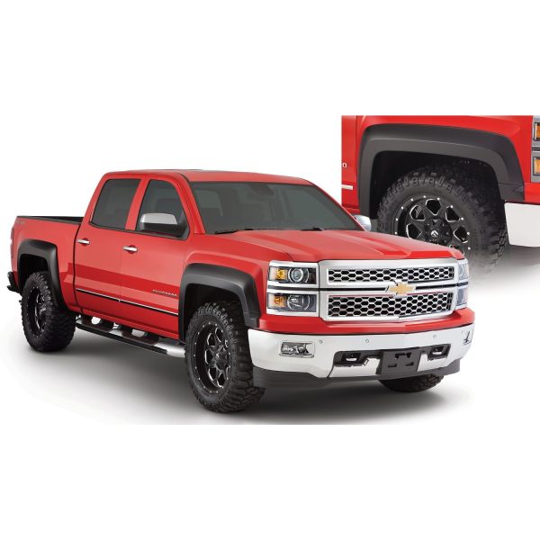 Bushwacker 40963-02 Black Extend-A-Fender Style Smooth Finish 4-Piece Fender Flare Set for 2014-2016 Silverado 1500; Fits 69.3 In. Bed