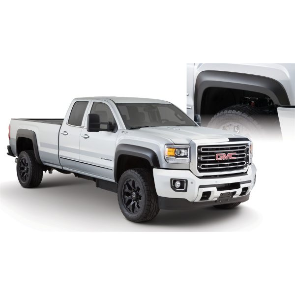 Bushwacker 40966-02 Black Extend-A-Fender Style Smooth Finish 4-Piece Fender Flare Set for 2015-2019 GMC Sierra 2500 HD/3500 HD