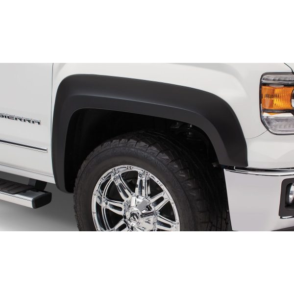 Bushwacker 40975-02 Black Extend-A-Fender Style Smooth Finish 4-Piece Fender Flare Set for 2016-2018 GMC Sierra 1500; Fits 69.3 In. Bed