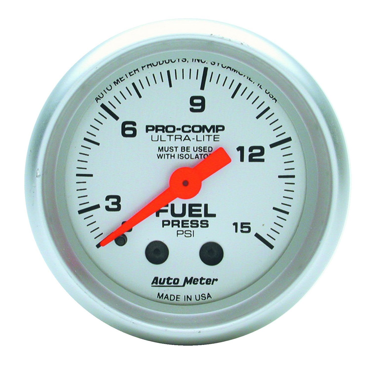 2-1/16 in. FUEL PRESSURE, 0-15 PSI, ULTRA-LITE