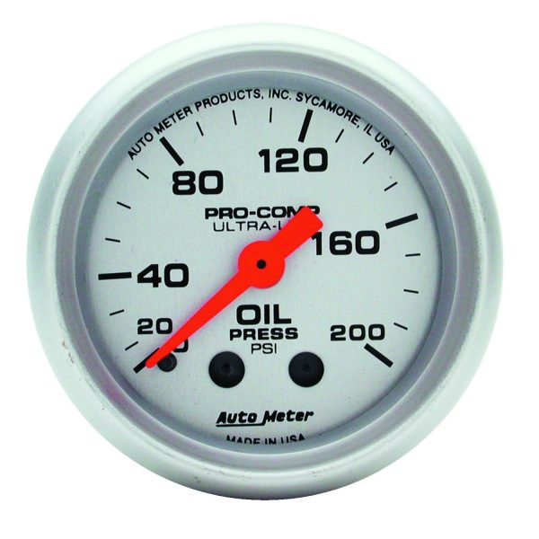 2-1/16 in. OIL PRESSURE, 0-200 PSI, ULTRA-LITE