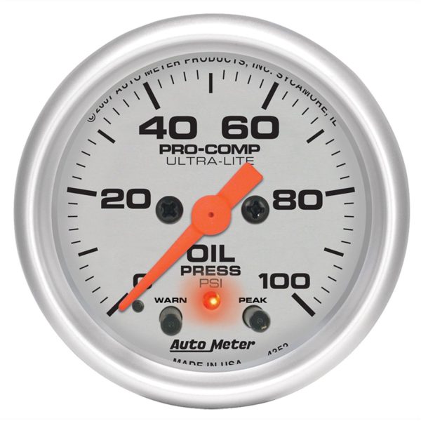 2-1/16 in. OIL PRESSURE, 0-100 PSI, ULTRA-LITE