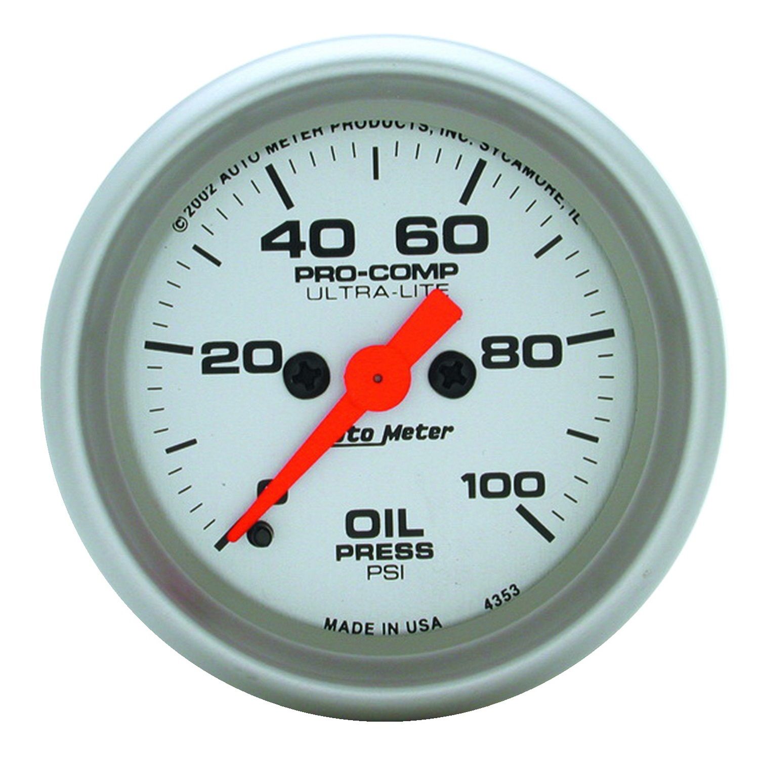 2-1/16in OIL PRESSURE, 0-100 PSI, ULTRA-LITE