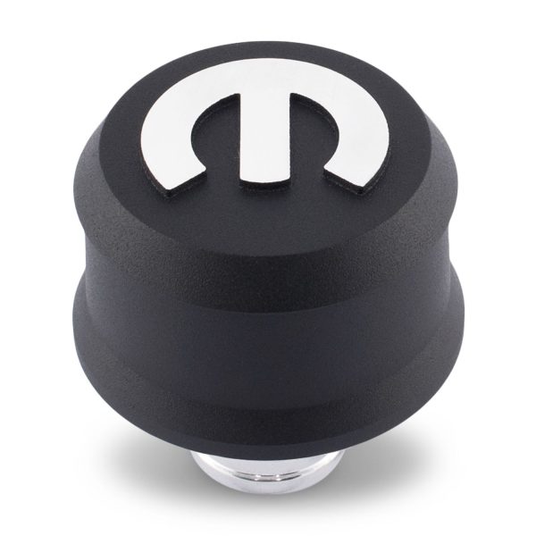 Slant-Edge Aluminum Breather Cap; Raised Mopar Emblem; Push-In; Black Crinkle