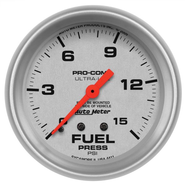 2-5/8 in. FUEL PRESSURE, 0-15 PSI, ULTRA-LITE