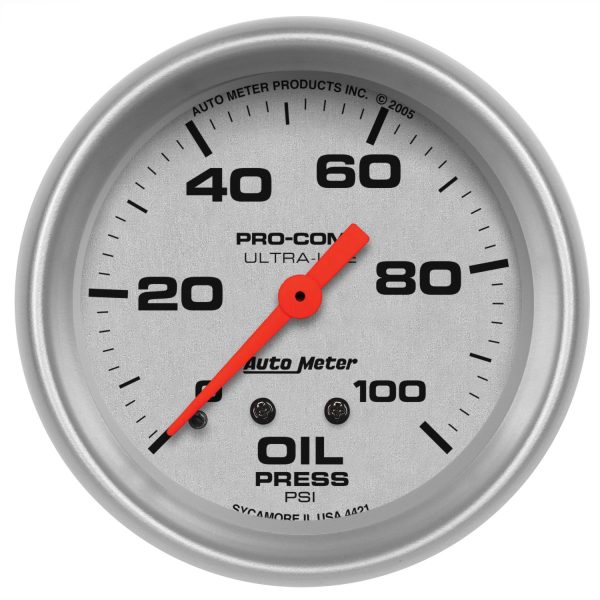 2-5/8 in. OIL PRESSURE, 0-100 PSI, ULTRA-LITE