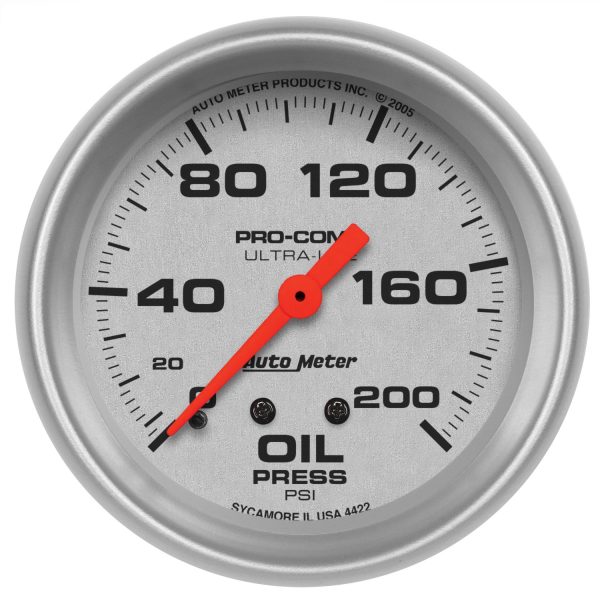 2-5/8 in. OIL PRESSURE, 0-200 PSI, ULTRA-LITE