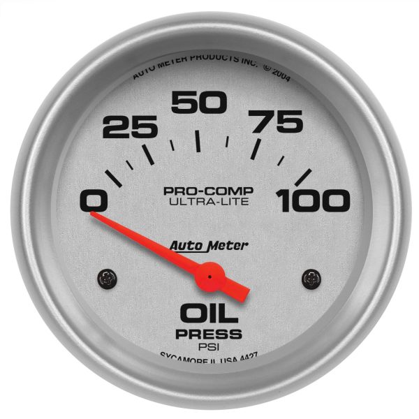 2-5/8 in. OIL PRESSURE, 0-100 PSI, ULTRA-LITE