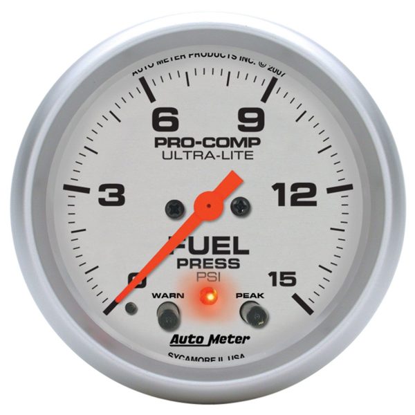 2-5/8 in. FUEL PRESSURE, 0-15 PSI, ULTRA-LITE