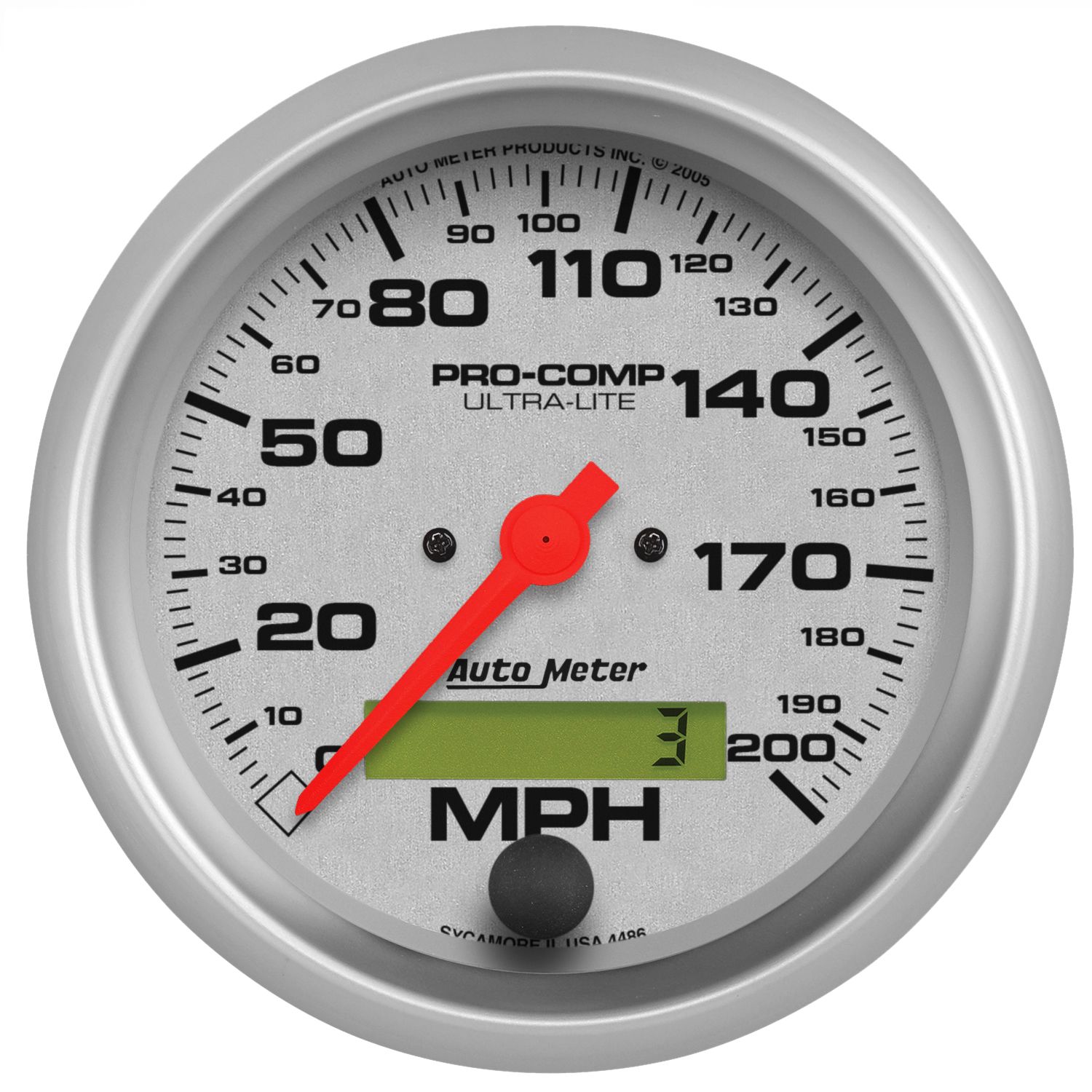 3-3/8 in. SPEEDOMETER, 0-200 MPH, ULTRA-LITE