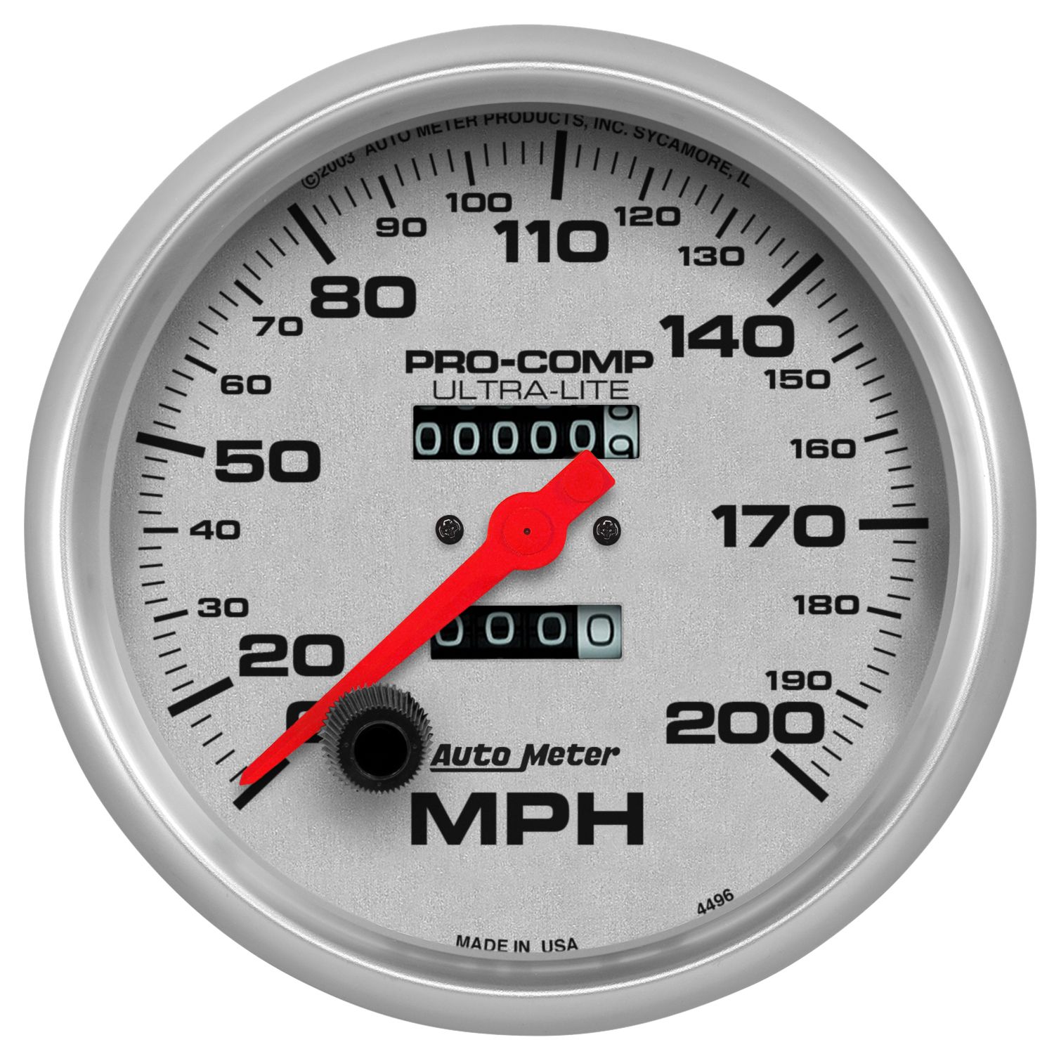 5 in. SPEEDOMETER, 0-200 MPH, ULTRA-LITE