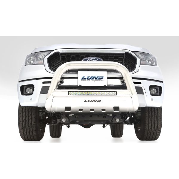 Lund 47021203 Polished Stainless Steel Bull Bar with Integrated 20 Inch LED Light Bar for 2011-2019 Silverado and Sierra 2500 HD, 3500 HD