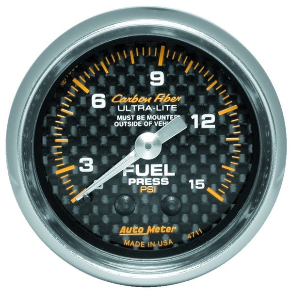 2-1/16 in. FUEL PRESSURE, 0-15 PSI, CARBON FIBER