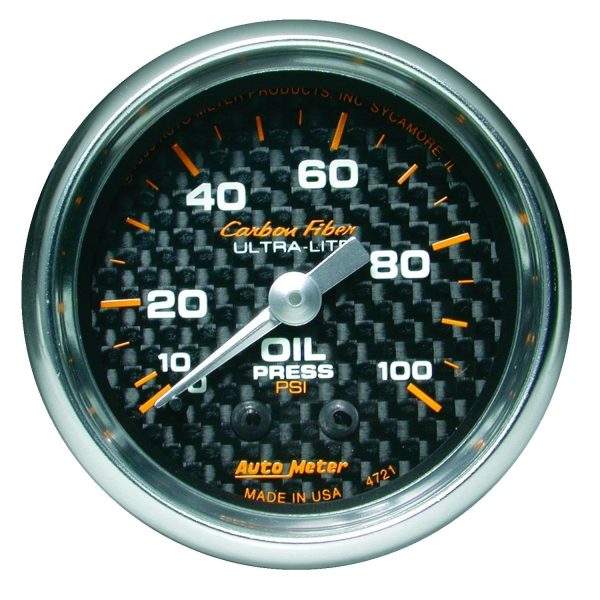 2-1/16 in. OIL PRESSURE, 0-100 PSI, CARBON FIBER