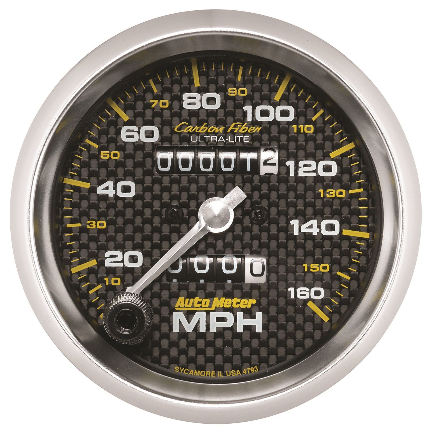 3-3/8 in. SPEEDOMETER, 0-160 MPH, CARBON FIBER