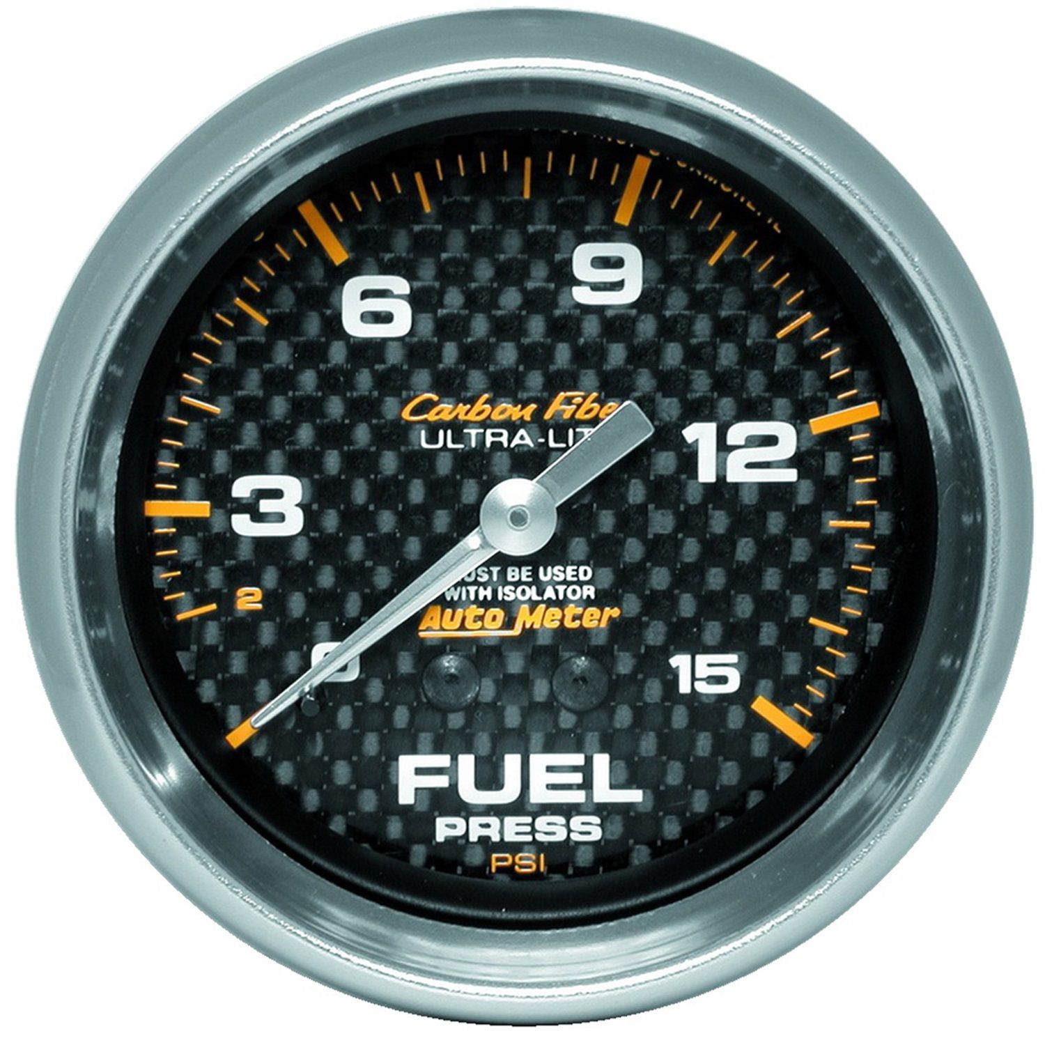 2-5/8 in. FUEL PRESSURE W/ ISOLATOR, 0-15 PSI, CARBON FIBER