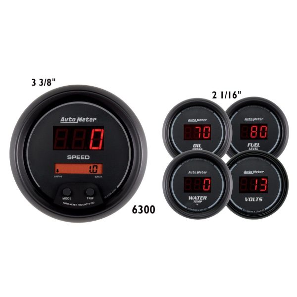 5 PC. GAUGE KIT, 3-3/8 in. & 2-1/16 in. , SPORT-COMP DIGITAL