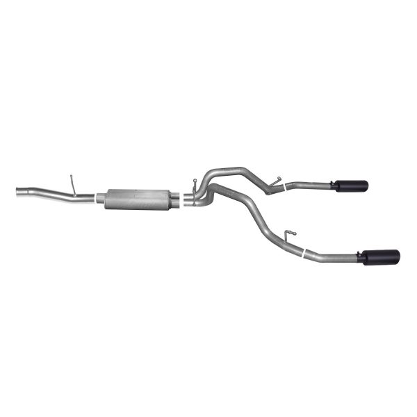 Black Elite Cat-Back Dual Split Exhaust System; Stainless