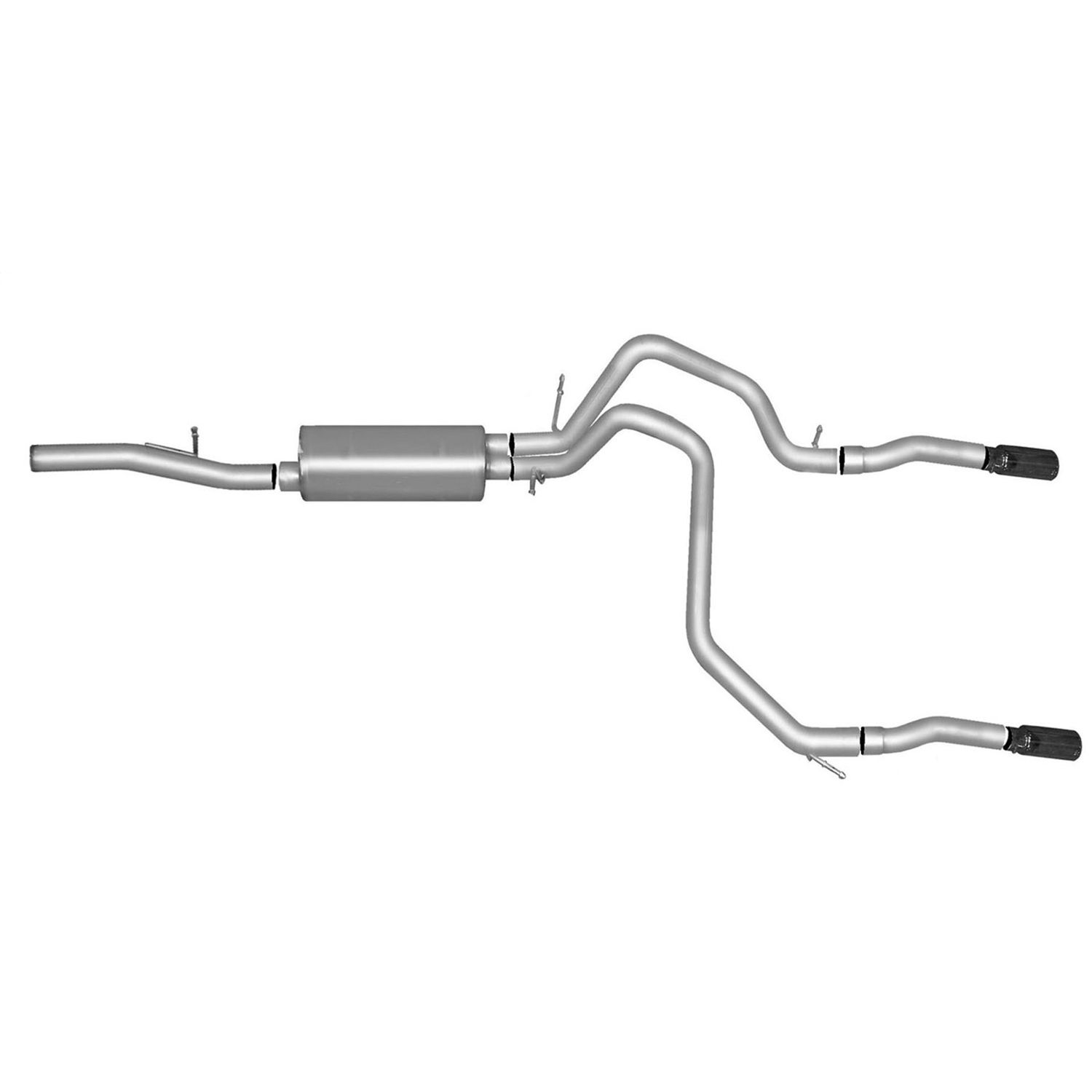 Black Elite Cat-Back Dual Split Exhaust System; Stainless