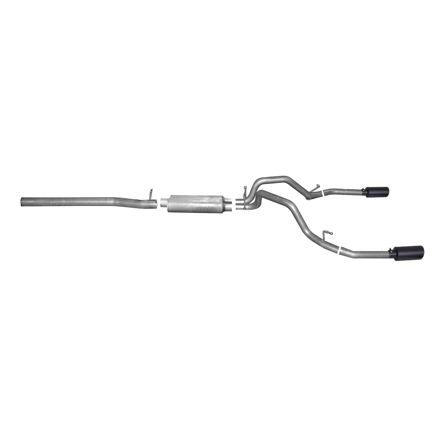 Black Elite Cat-Back Dual Split Exhaust System; Stainless