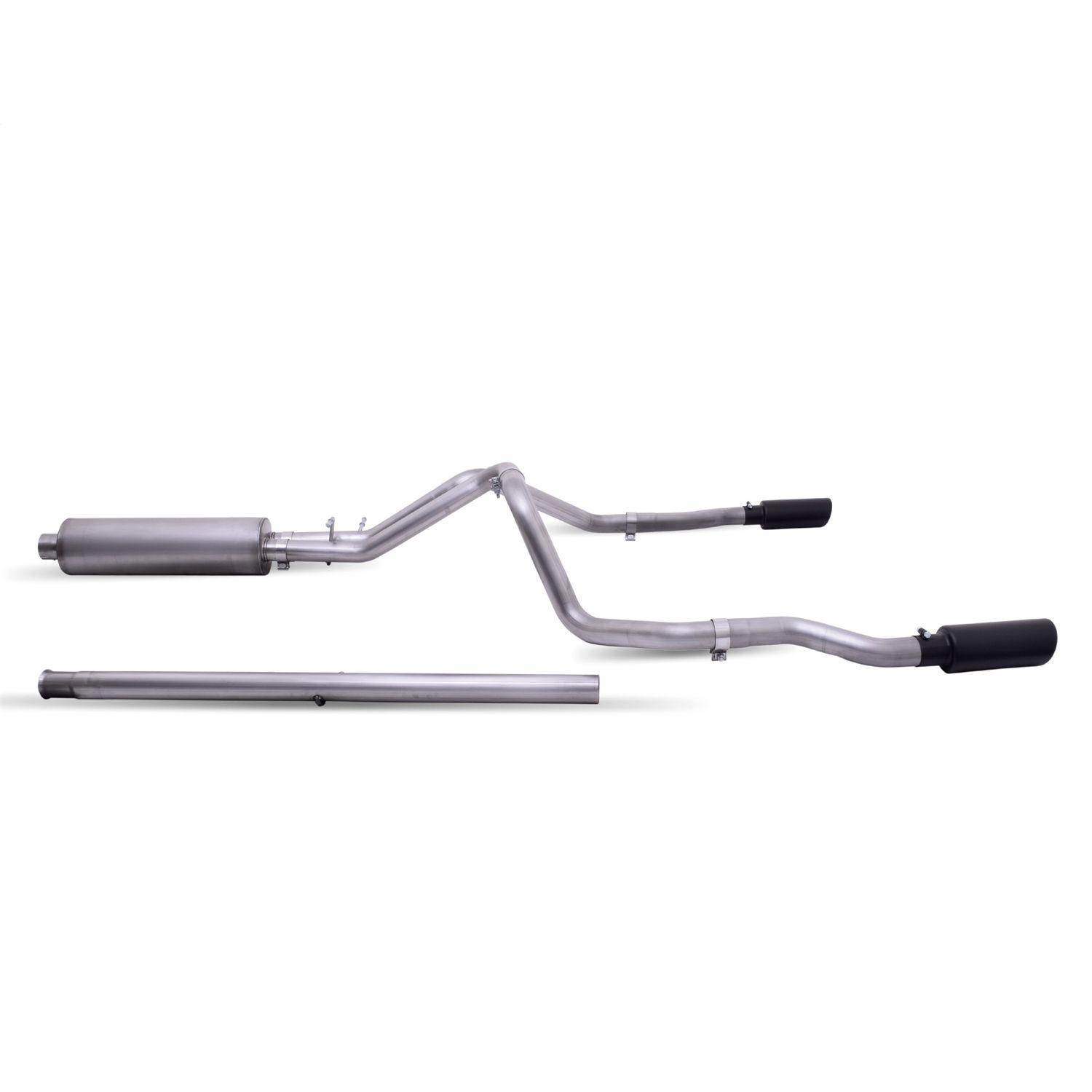 Black Elite Cat-Back Dual Split Exhaust System; Stainless