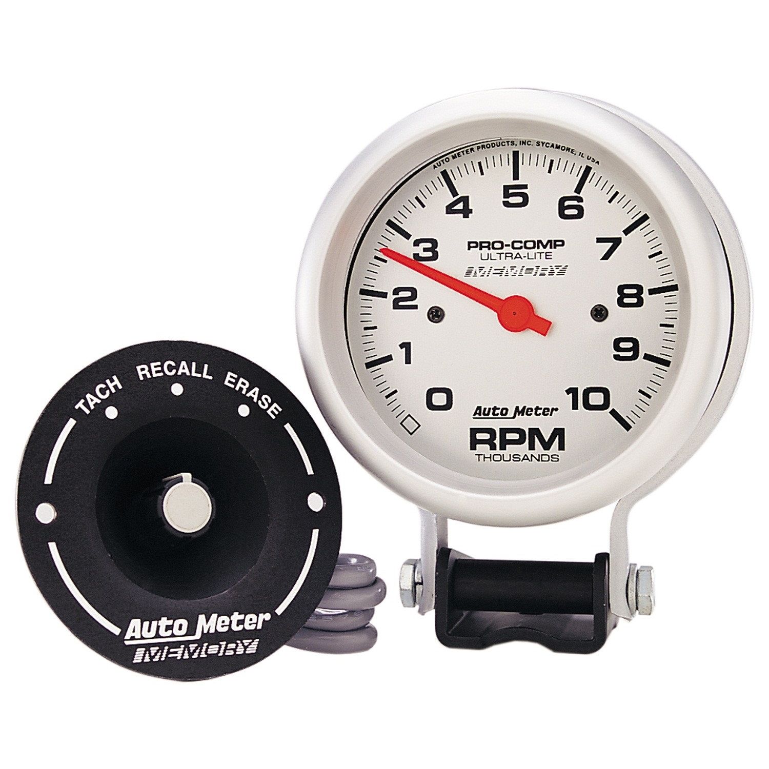 3-3/4 in. PEDESTAL TACHOMETER, 0-10,000 RPM, PEAK MEM, ULTRA-LITE