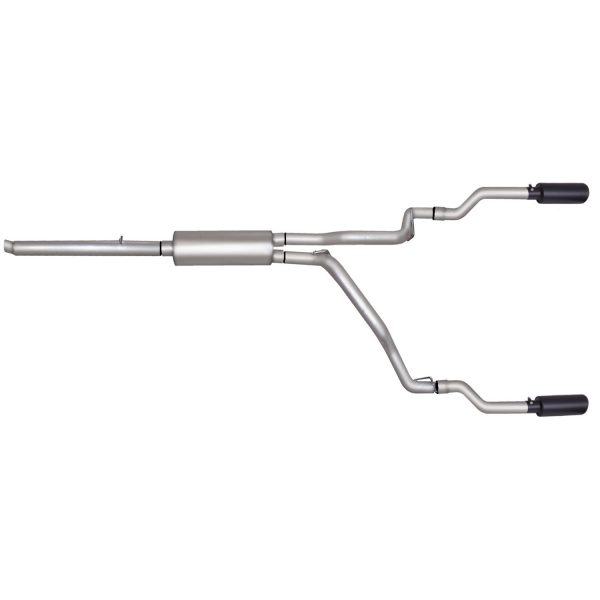 Black Elite Cat-Back Dual Split Exhaust System; Stainless