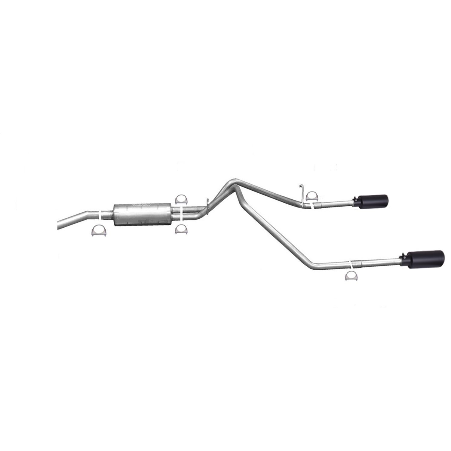 Black Elite Cat-Back Dual Split Exhaust System; Stainless