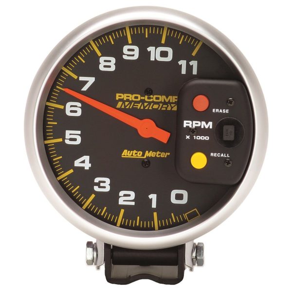 5 in. TACHOMETER, 0-11,000 RPM, PEDESTAL W/PEAK MEMORY, PRO-COMP