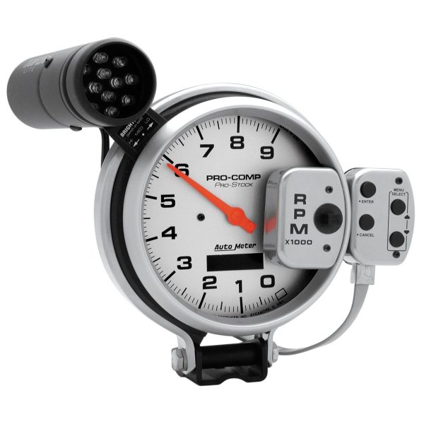 5 in. TACHOMETER, 0-9000 RPM, PRO-STOCK PEDESTAL W/ SUPER LITE & PEAK MEM, ULTRA-LITE