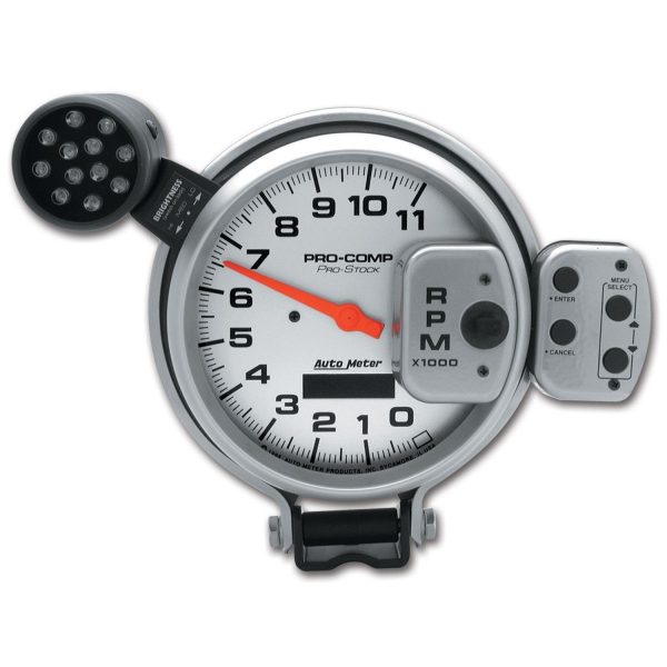 5 in. TACHOMETER, 0-11,000 RPM, PRO-STOCK PEDESTAL W/ SUPER LITE & PEAK MEM, ULTRA-LITE