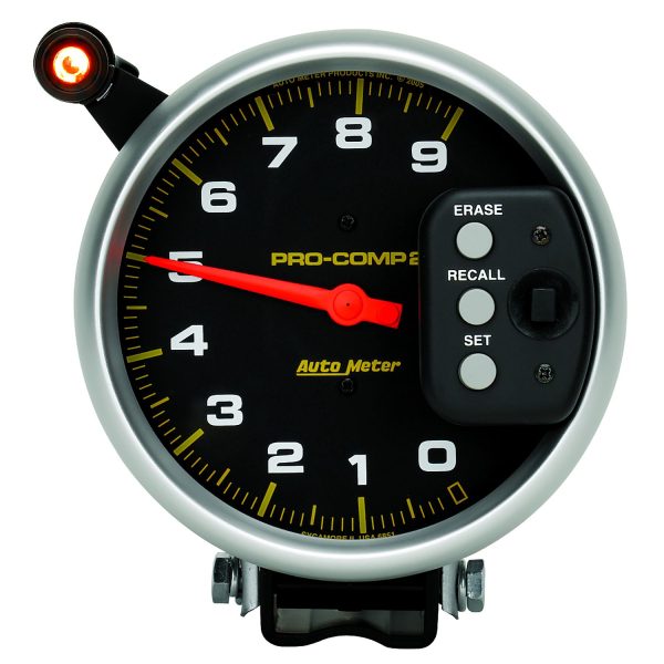 5 in. TACHOMETER, 0-9000 RPM, PEDESTAL W/ QUICK LITE & PEAK MEMORY, PRO-COMP