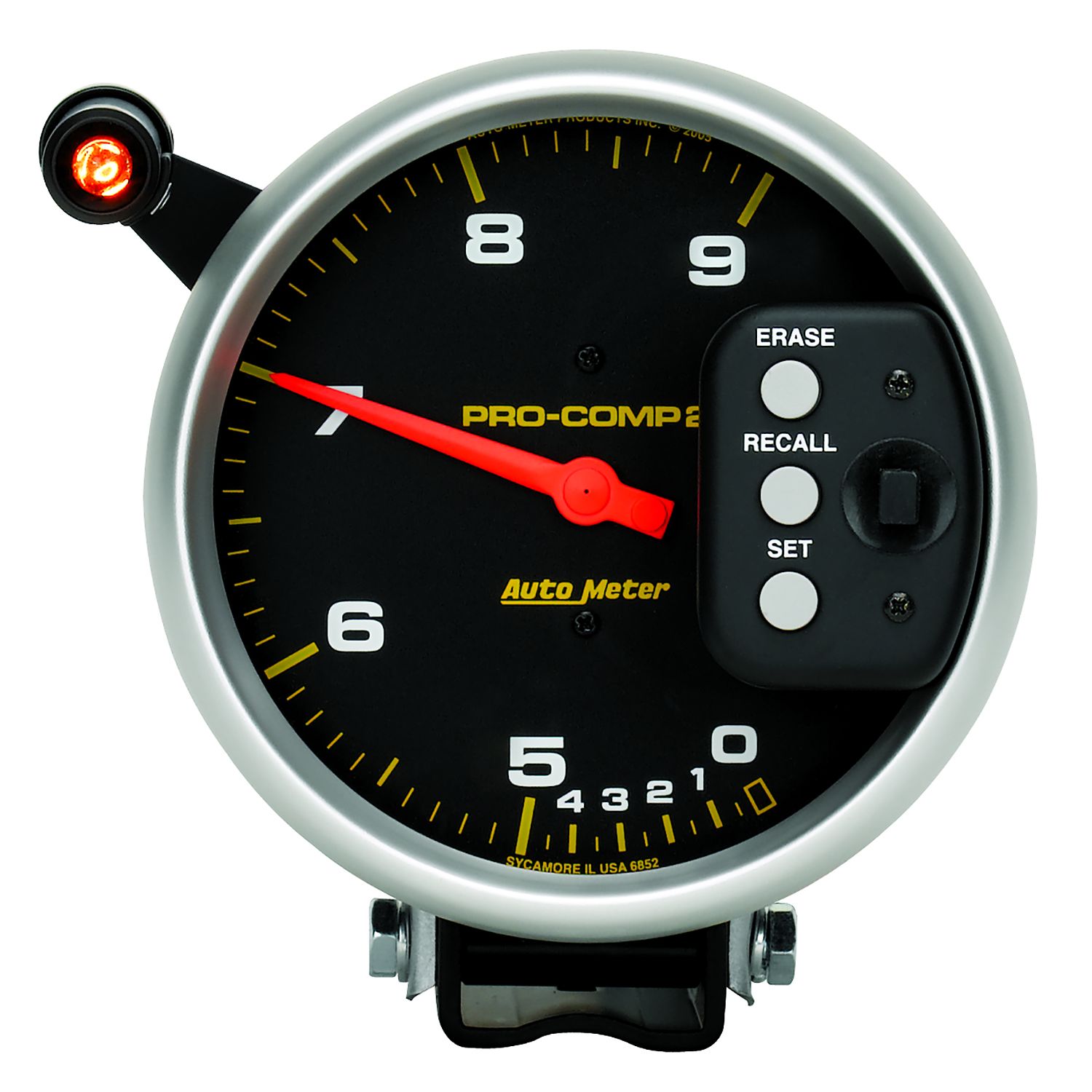 5 in. TACHOMETER, 0-9000 RPM, PEDESTAL DUAL RANGE W/ QUICK LITE & PEAK MEMORY, PRO-COMP