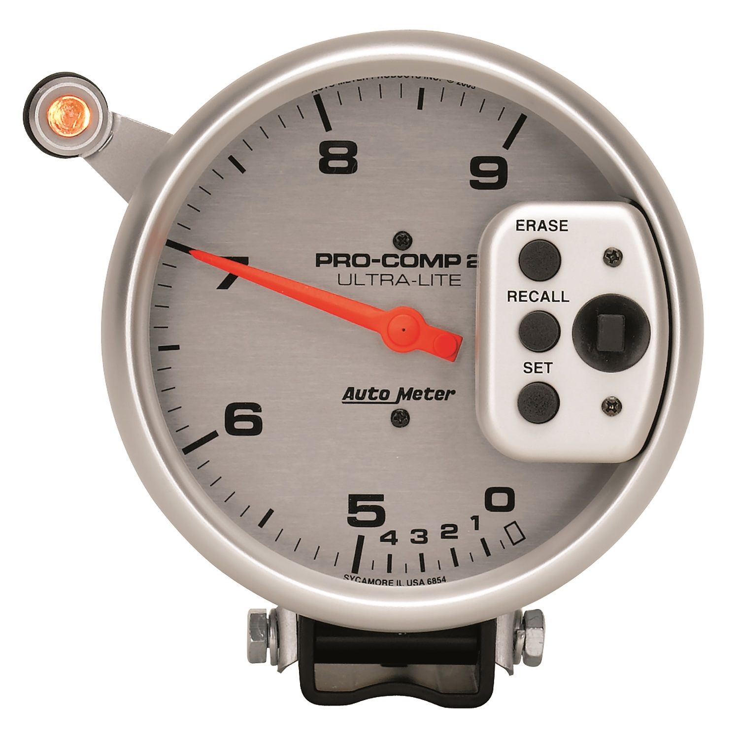 5 in. TACHOMETER, 0-9000 RPM, PEDESTAL W/ QUICK LITE, DUAL RANGE W/PEAK MEMORY, ULTRA-LITE