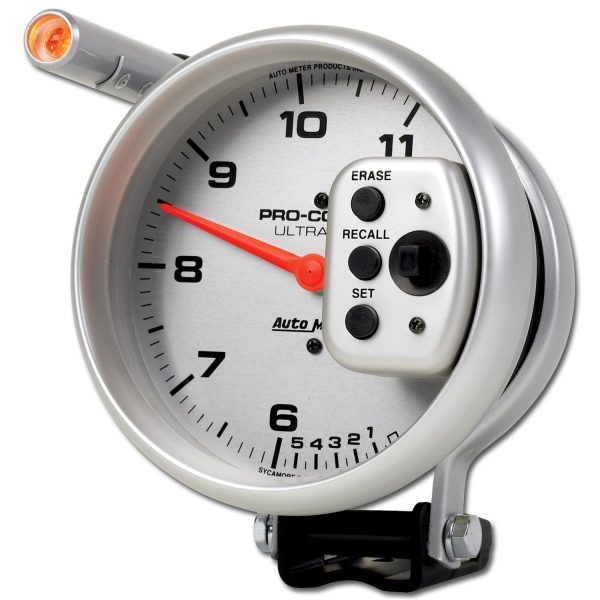 5 in. TACHOMETER, 0-11,000 RPM, PEDESTAL W/ QUICK LITE, DUAL RANGE W/PEAK MEMORY, ULTRA-LITE